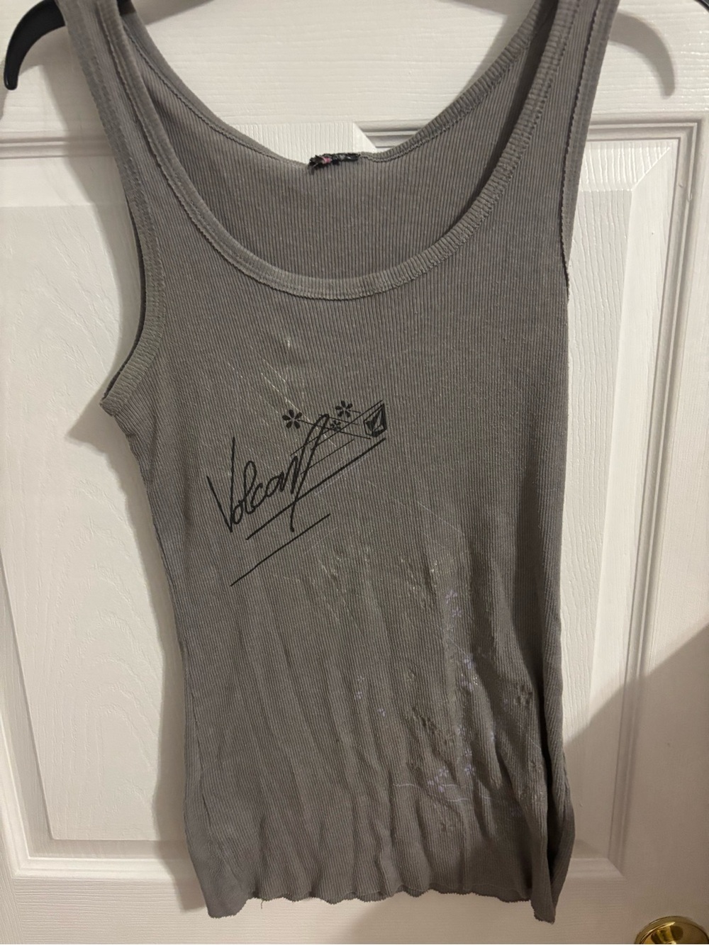 Volcom Gray Ribbed Logo Tank